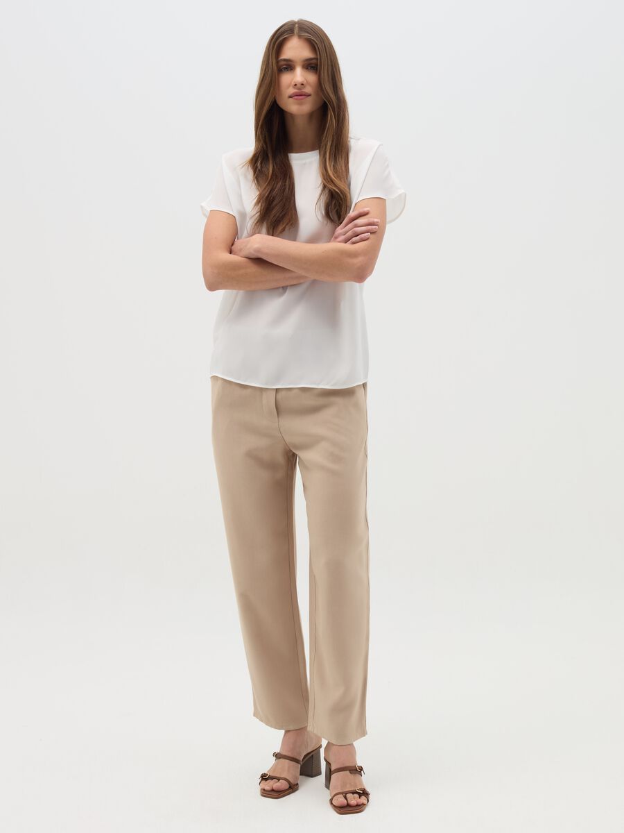 Solid colour blouse in crêpe_1
