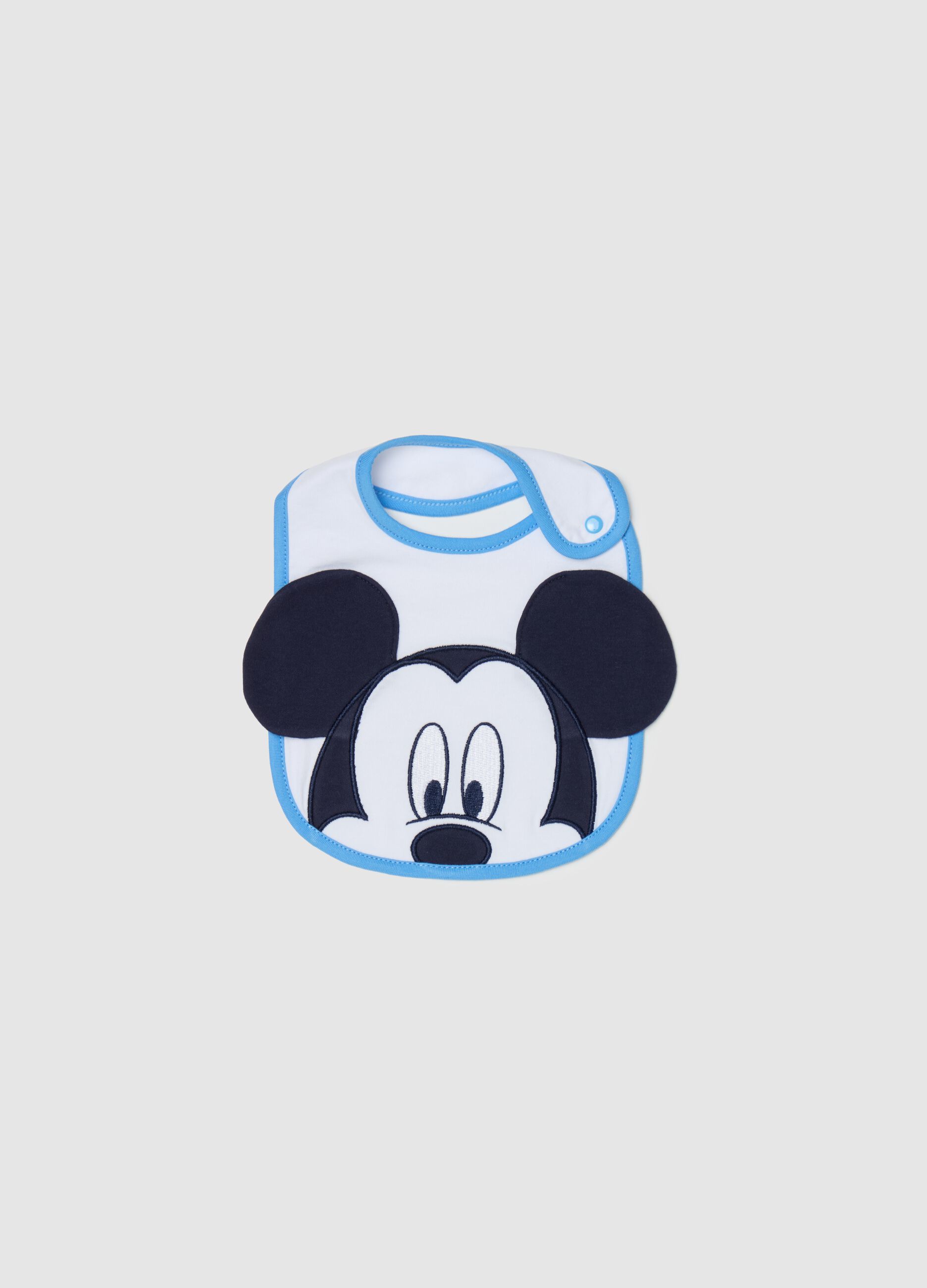 Bib with Mickey Mouse application and embroidery