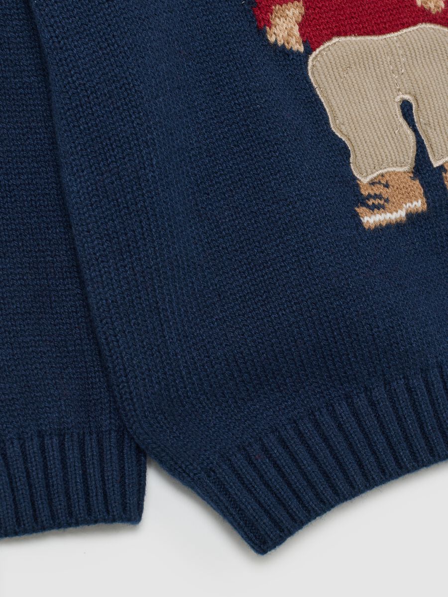 Maglione blu da bimbo in misto cotone regular fit con stampa_3