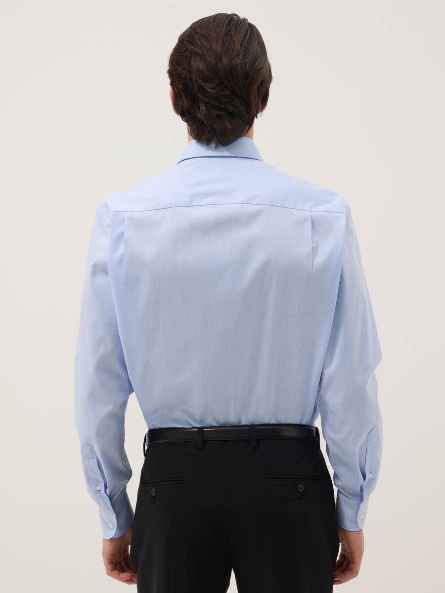 Light blue pure cotton regular fit easy iron shirt_2