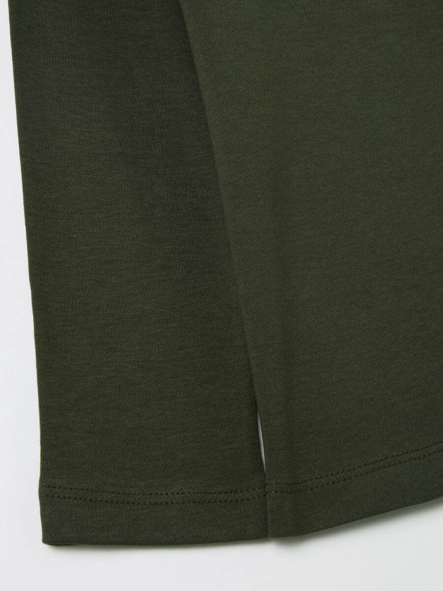 Cotton T-shirt with high neck and print_3