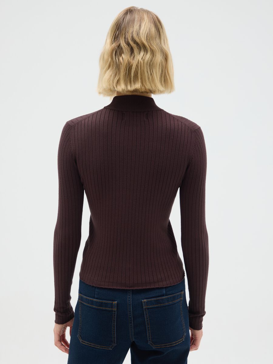 Brown mixed fitted sweater_3