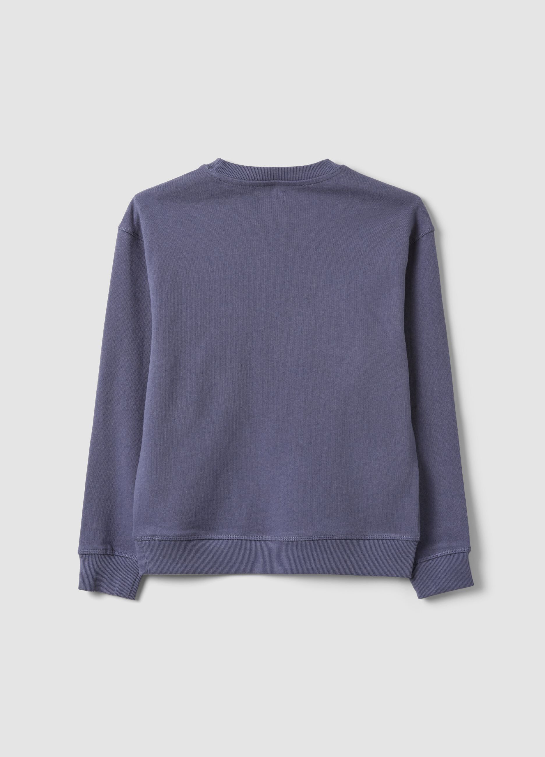 Grey pure cotton sweatshirt with front print for boys, relaxed fit