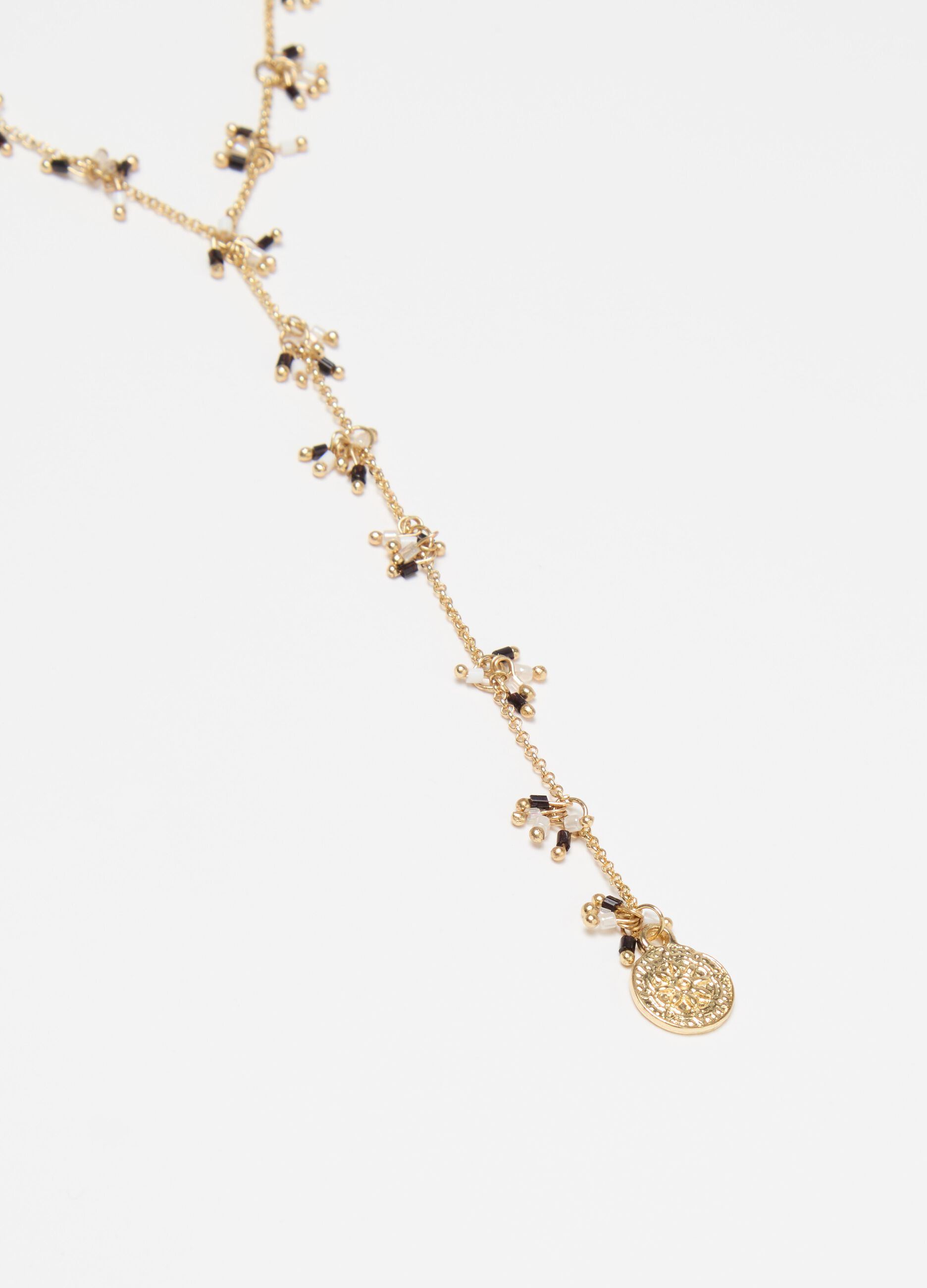 Long necklace with bead pendants