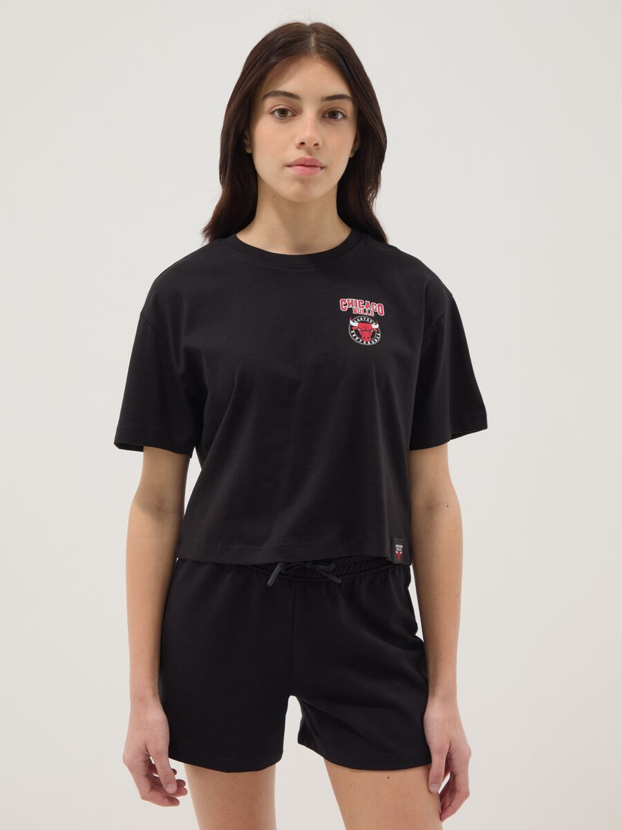 Black pure cotton short-sleeve T-shirt_0