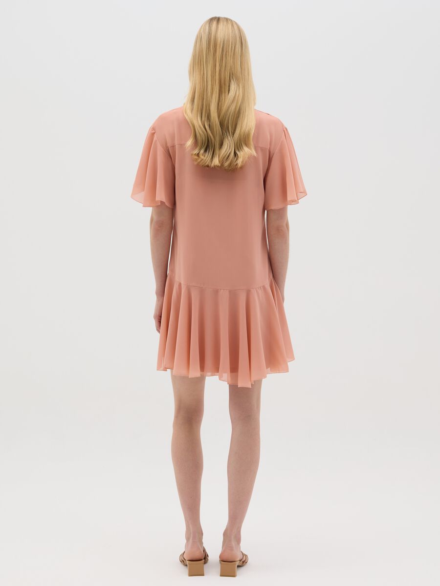 Pink georgette dress with bow_2