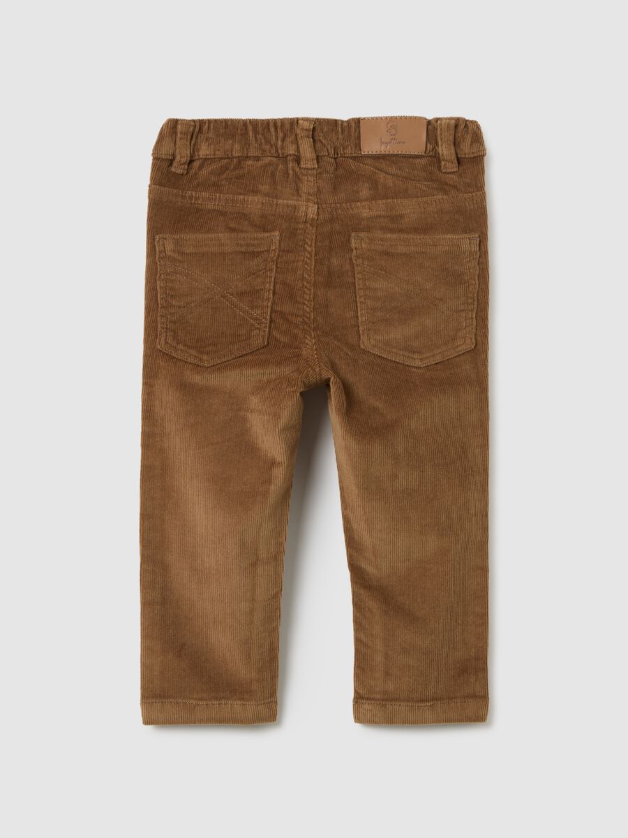 Pantaloni da bambino in cotone e velluto marroni_1