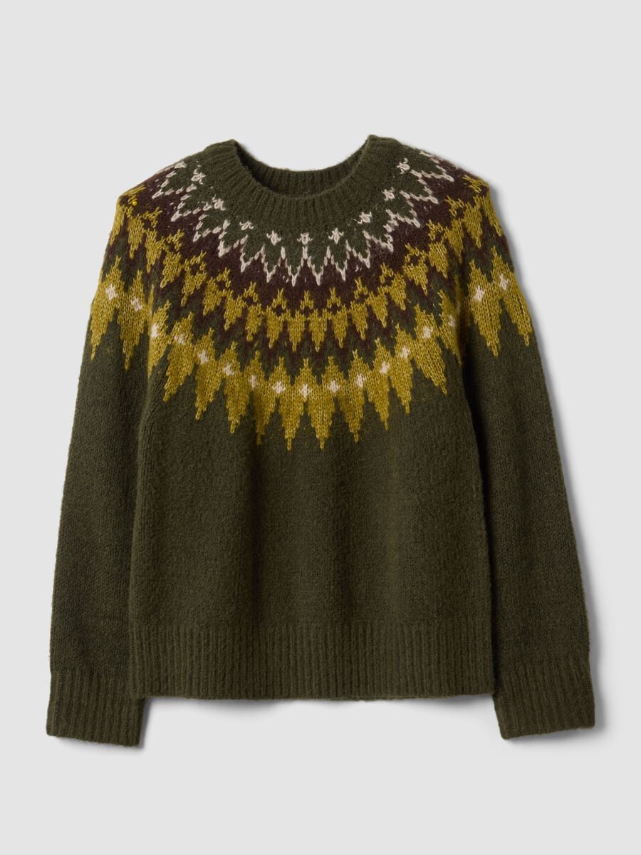 Maglia verde jacquard girocollo_4