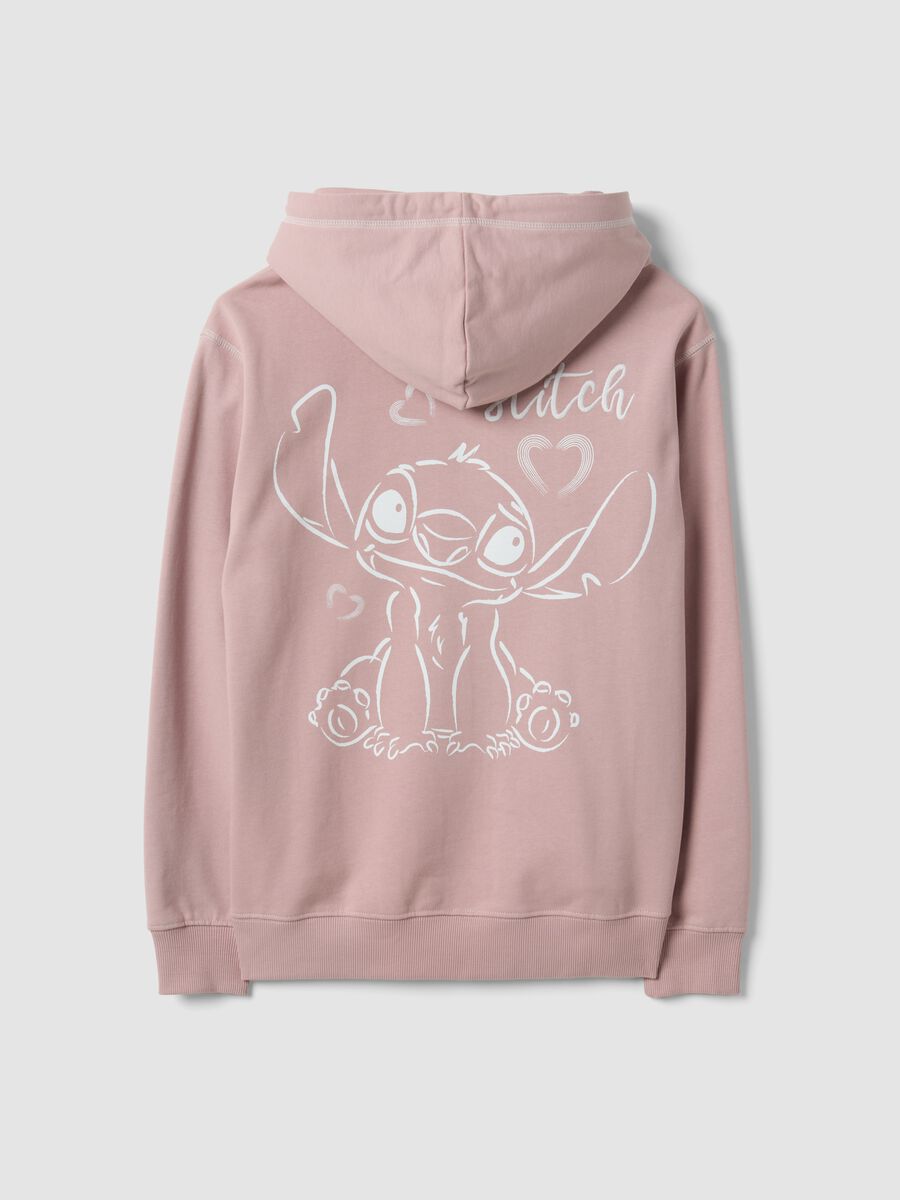 Pink hooded sweatshirt in pure cotton with Lilo & Stitch print_6