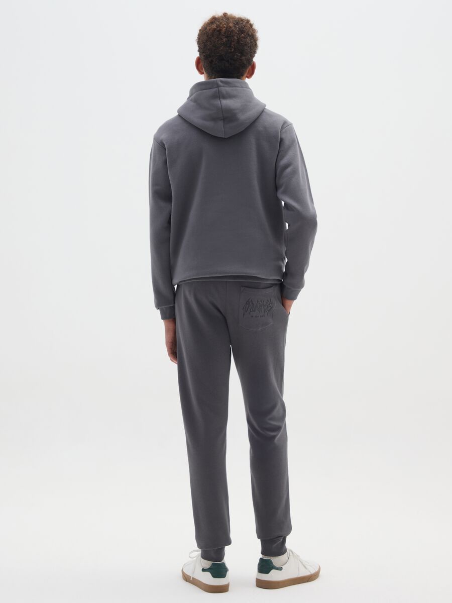 Pantaloni jogger da ragazzo in puro cotone grigio regular fit_1