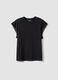 Black sleeveless pure cotton T-shirt, regular fit_4