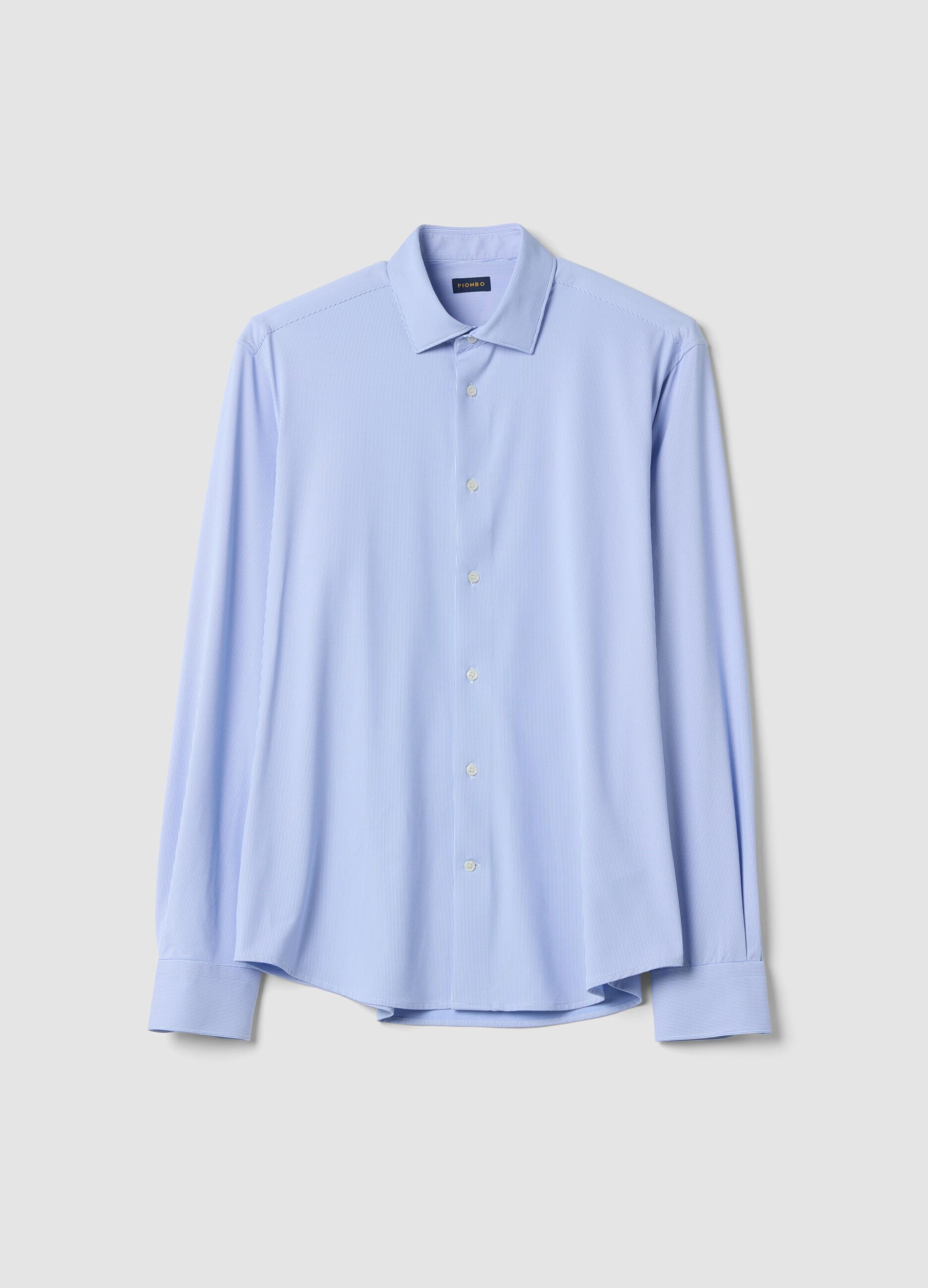 Camicia traspirante azzurra in tessuto elasticizzato 4 Way Stretch slim fit