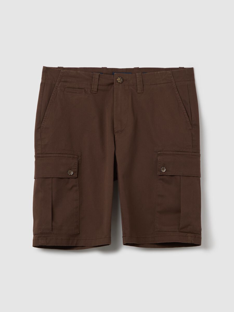 Brown Cargo Shorts Piombo_0