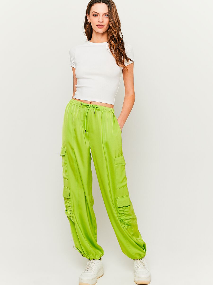 Satin-effect cargo joggers_0