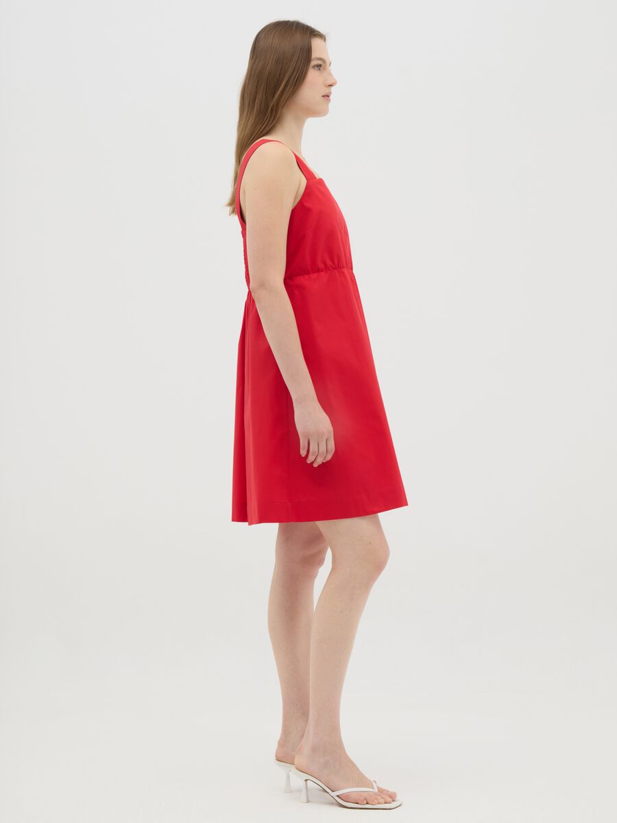 Women's red regular fit pure cotton dress_1