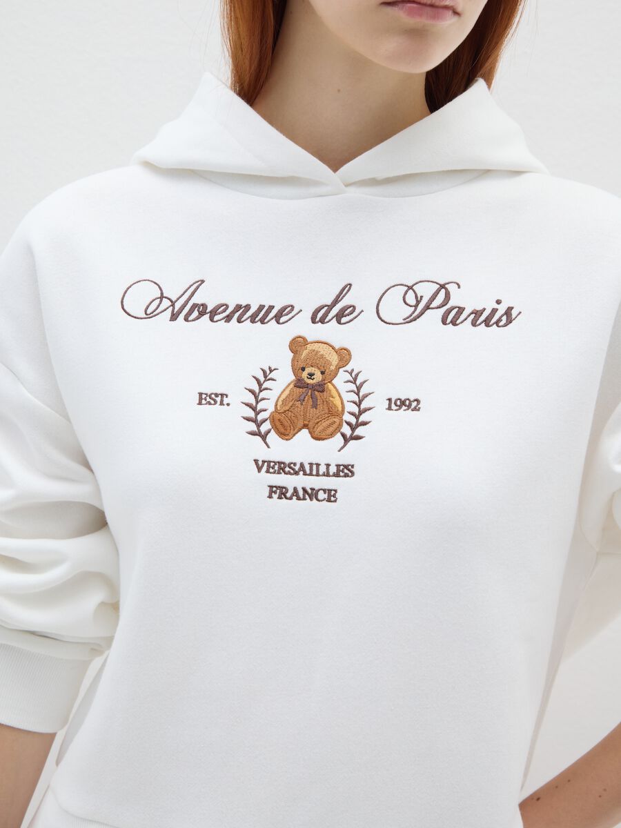 Felpa in misto cotone bianca relaxed fit con scritta_2