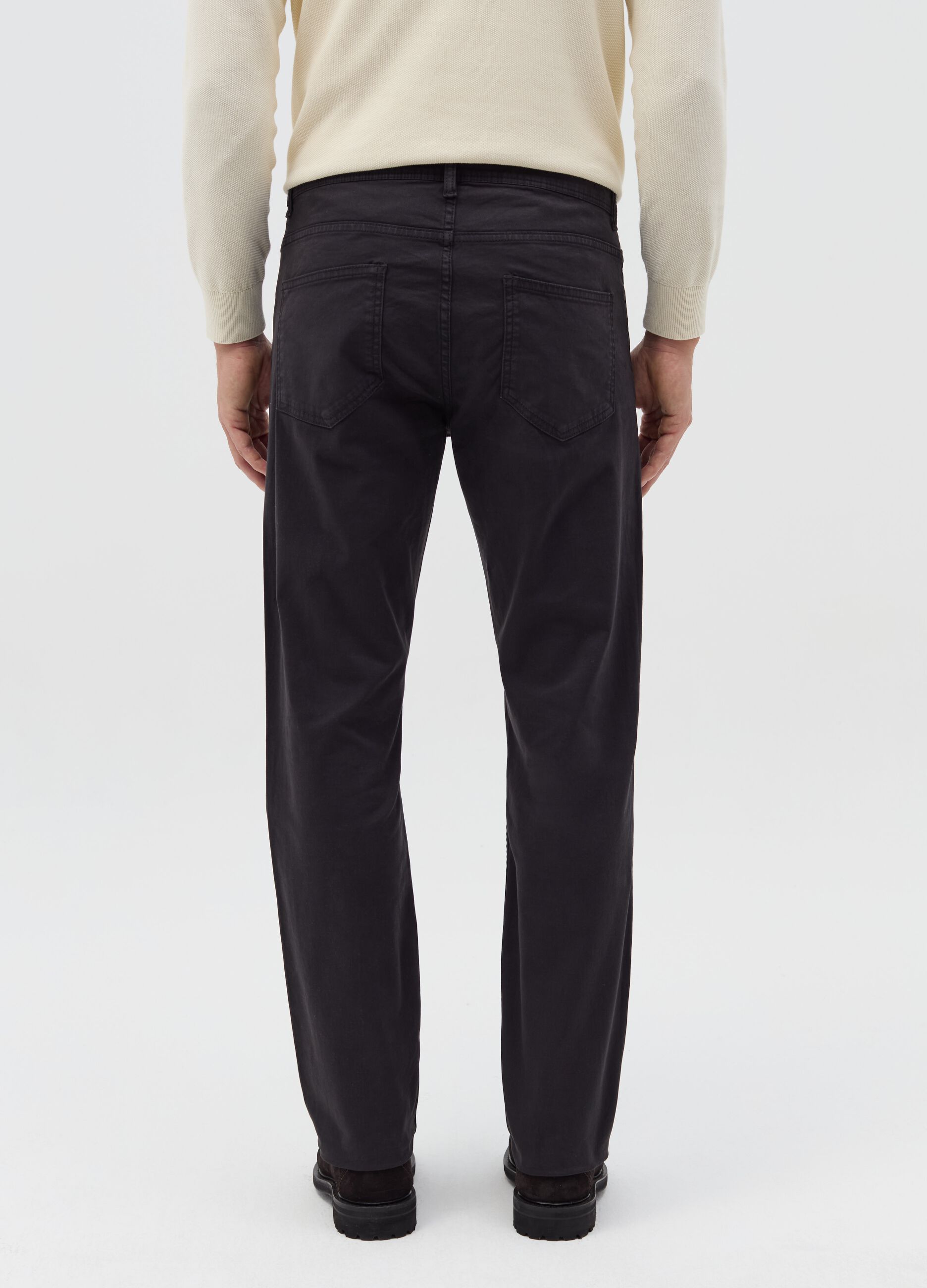 Pantalone slim fit in cotone stretch nero