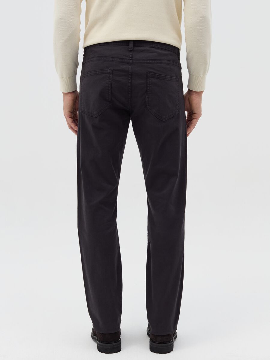 Black slim-fit trousers in stretch cotton_3