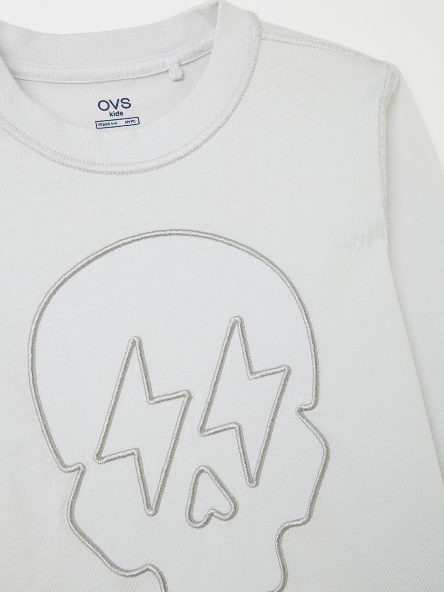 Children's white long-sleeve oversized fit pure cotton T-shirt_2