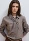 Multicolour stretch-cotton shirt with scarf collar_0