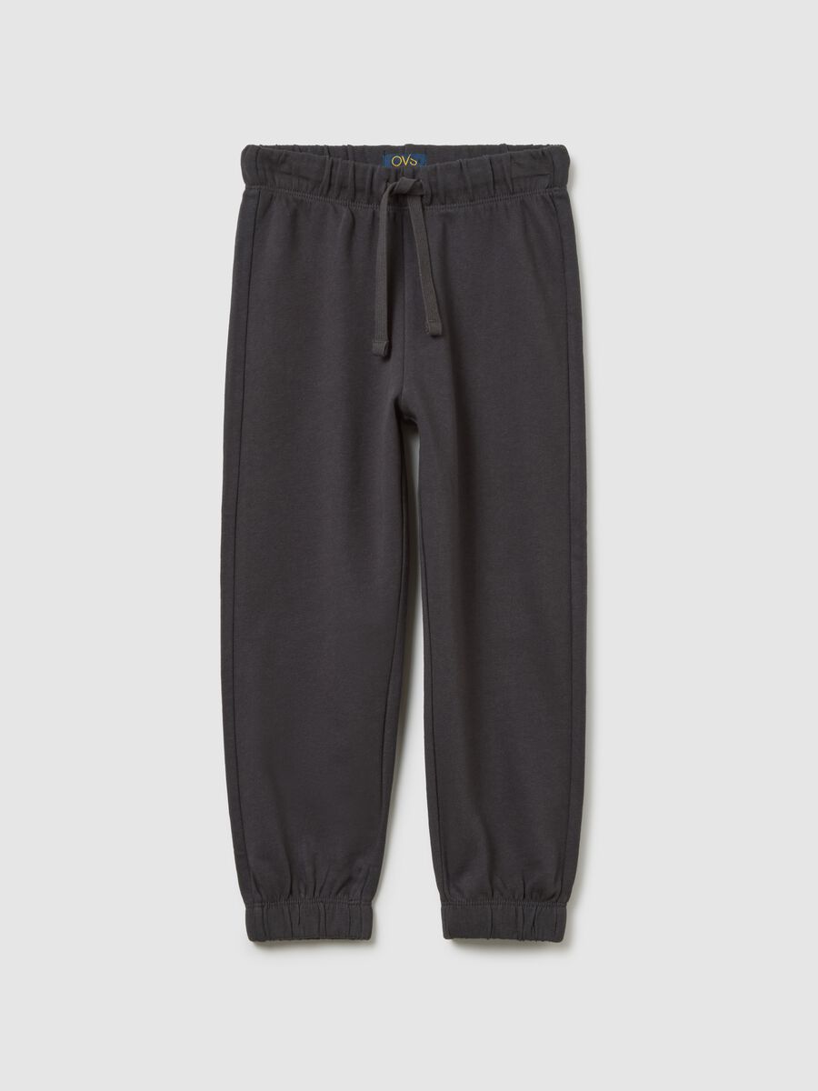 Pantaloni jogger grigi in tessuto felpato_0