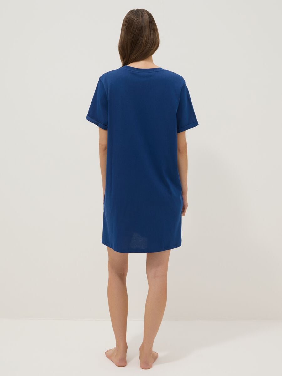 Blue pure organic cotton nightshirt with chest pocket_3