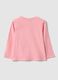 Pink long-sleeved pure cotton T-shirt with regular fit print_1