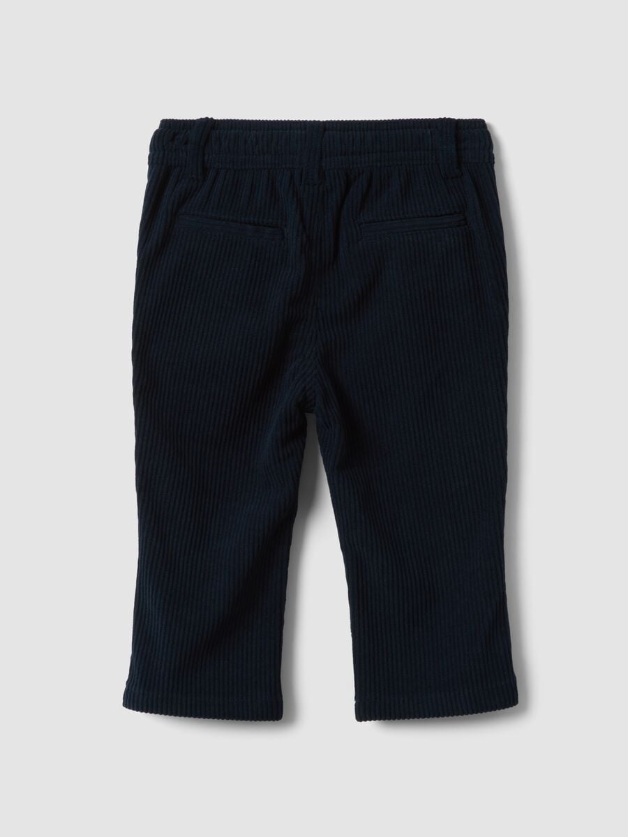 Blue regular-fit chino trousers with elasticated ribbed waistband_1