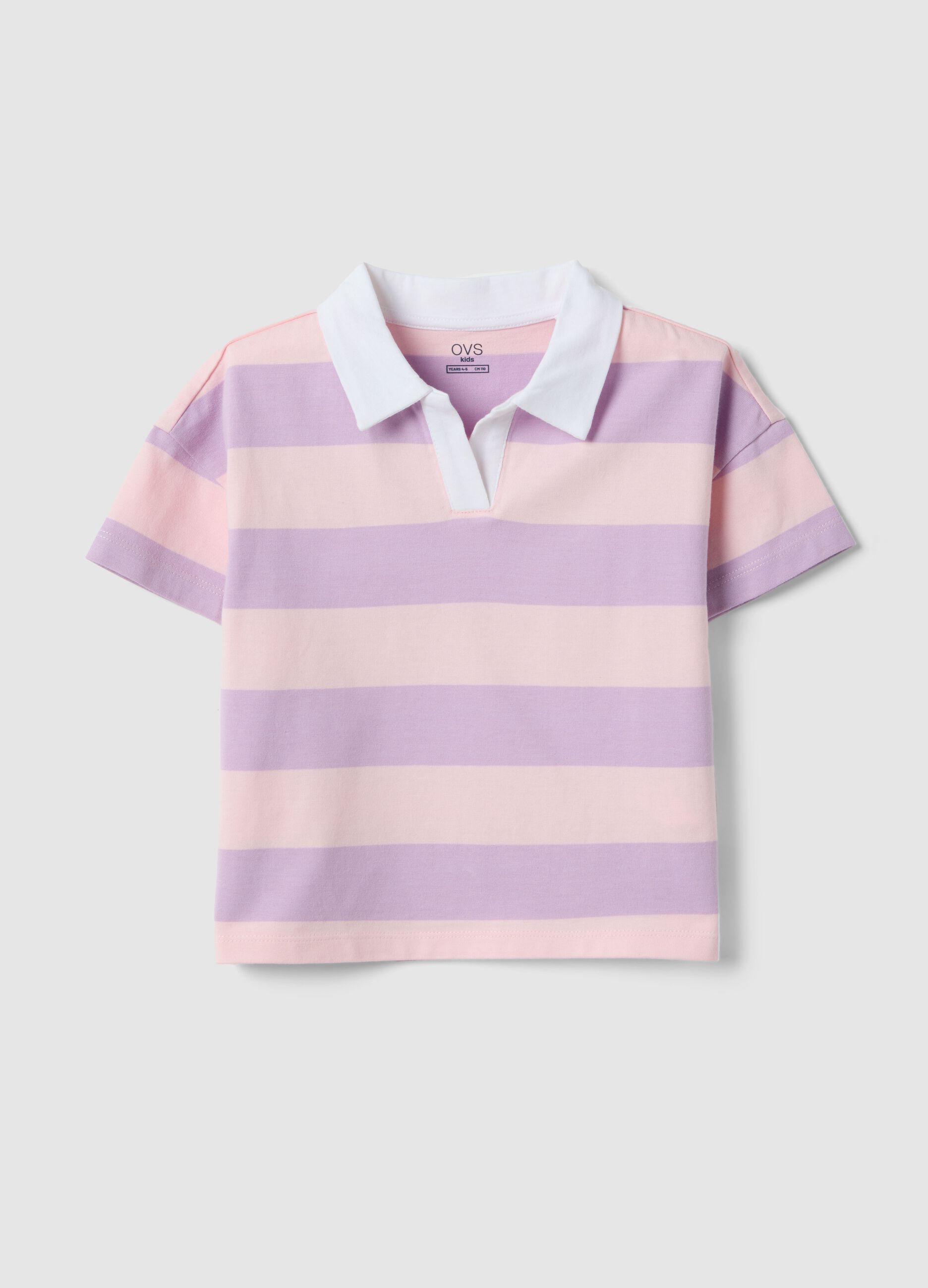 Polo in puro cotone a righe multicolor oversize fit per bambina