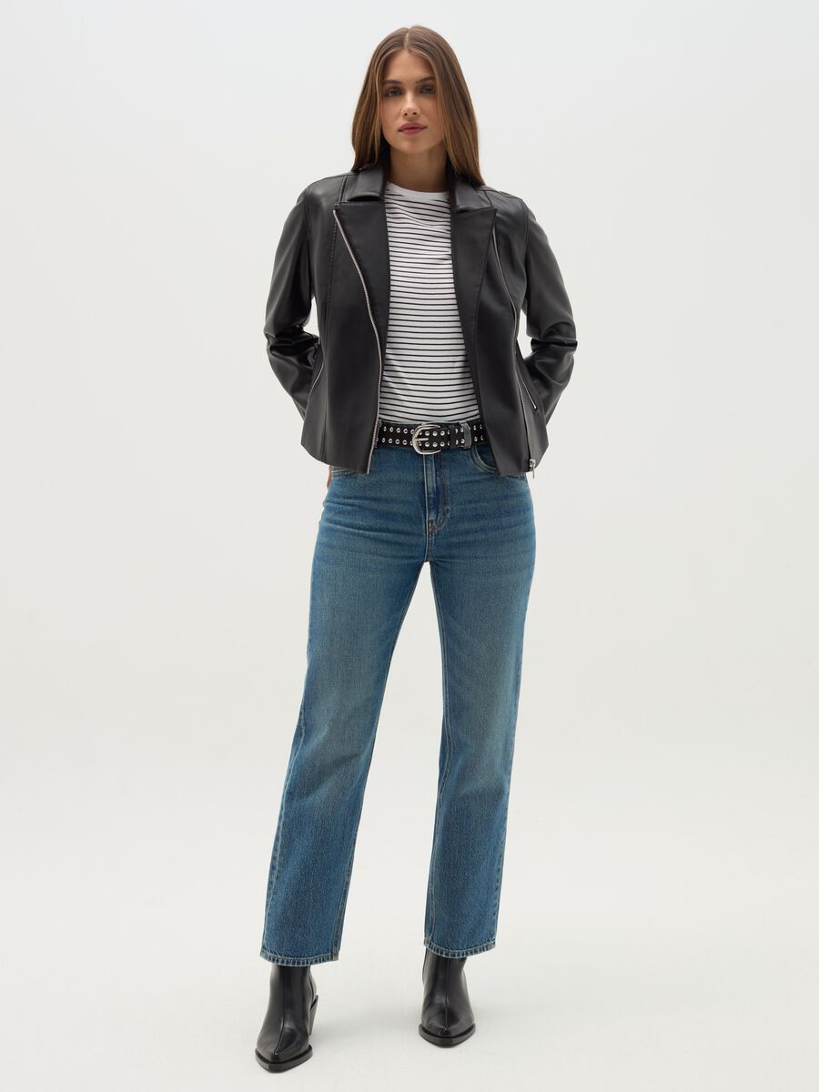 Short biker jacket with zip_1