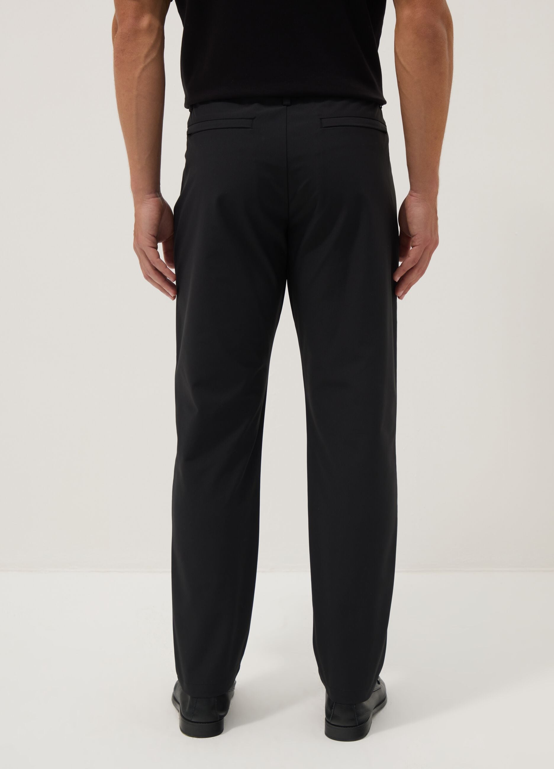 Black regular-fit chino trousers