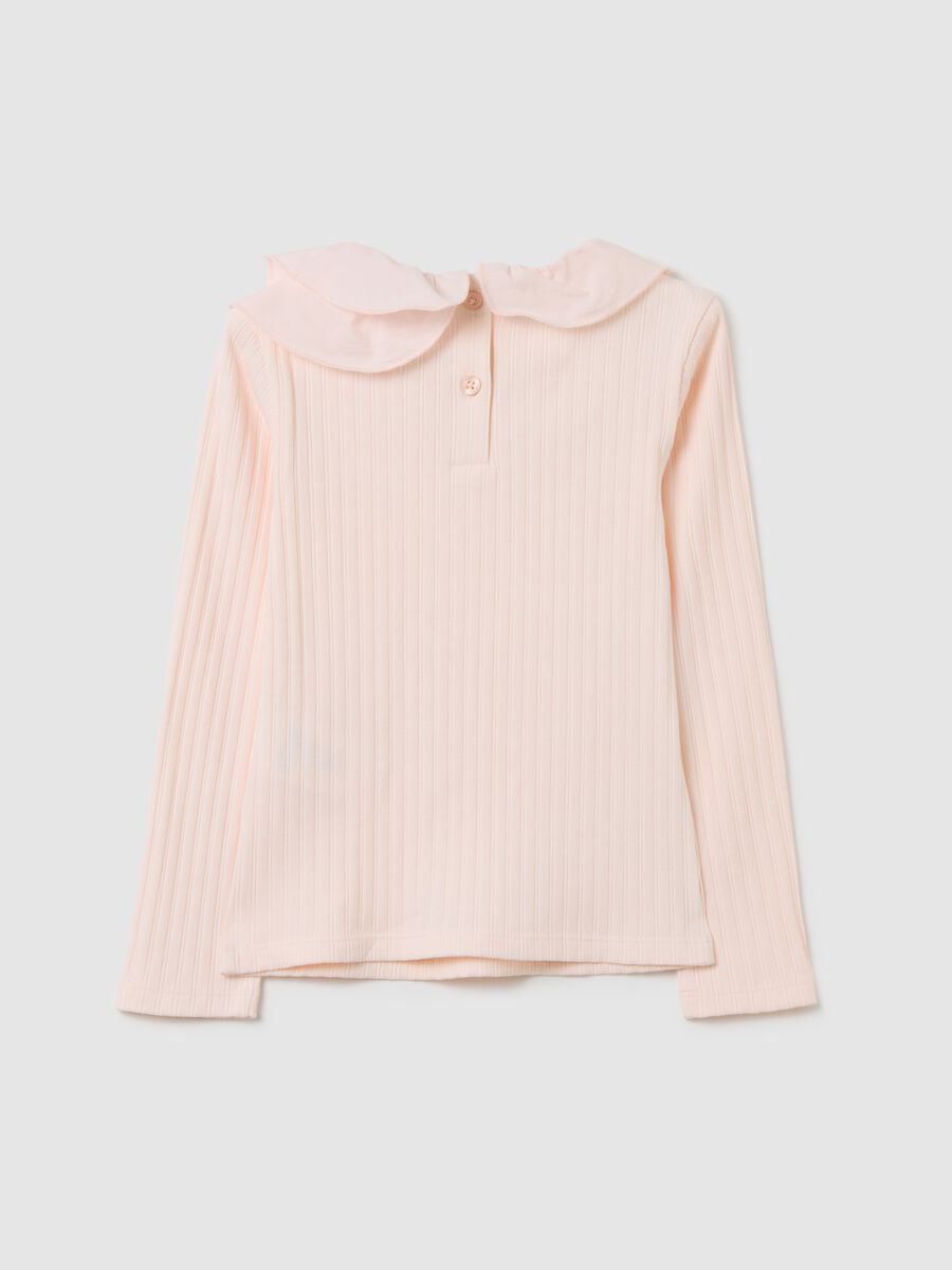 Maglia da bambina in cotone elasticizzato rosa regular fit_1