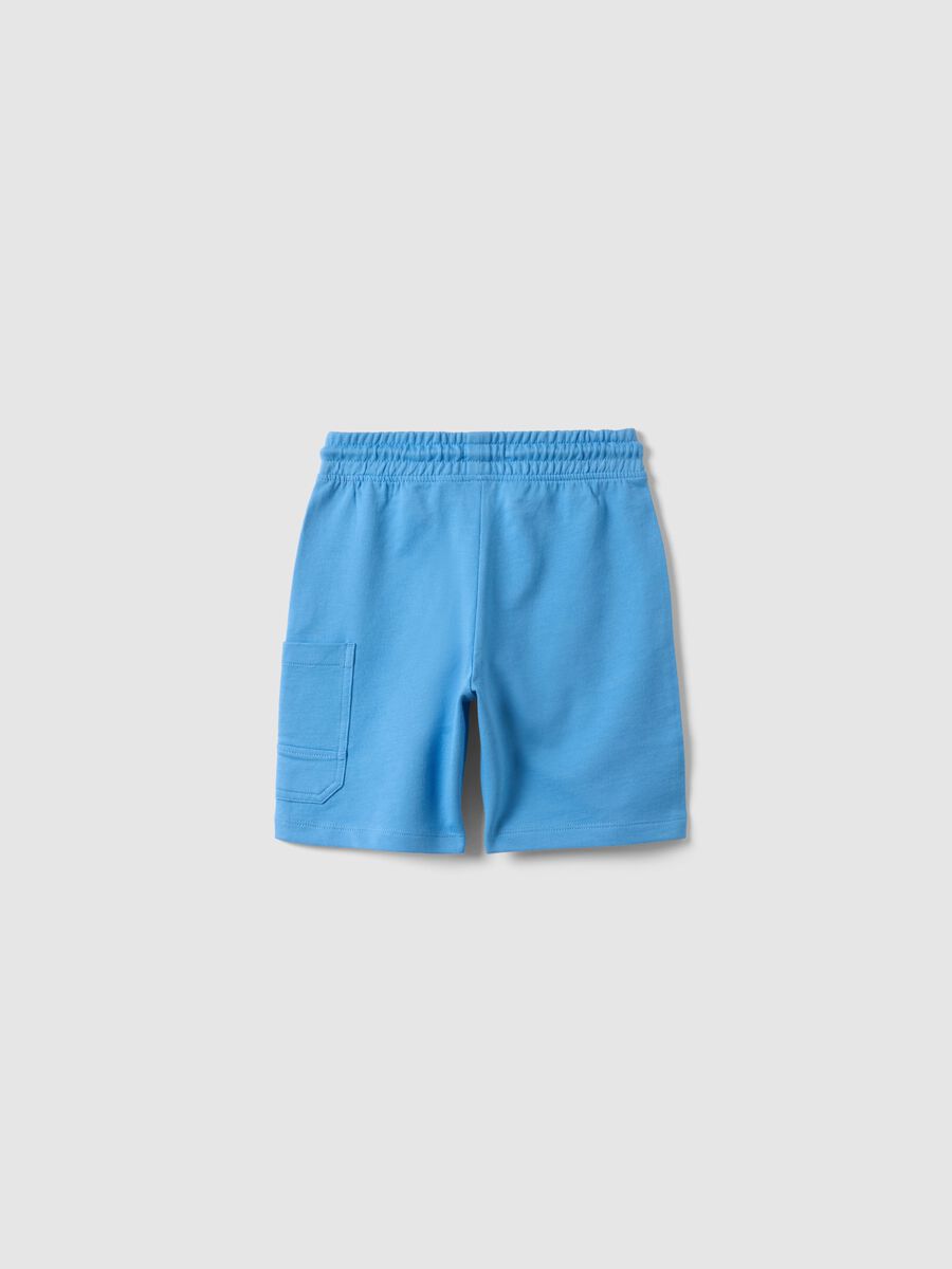 Pantaloncini in puro cotone azzurri da bambino regular fit_1