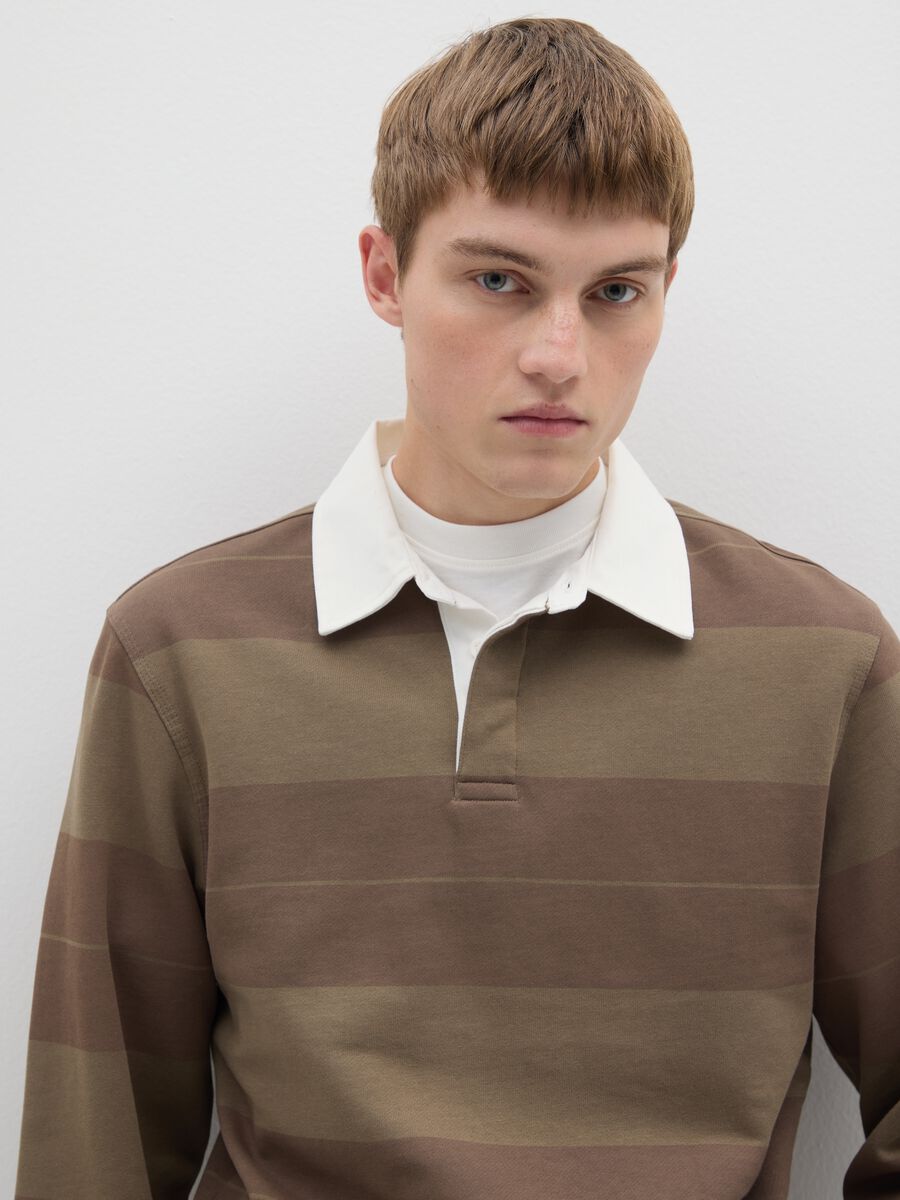 Polo in puro cotone marrone regular fit_3
