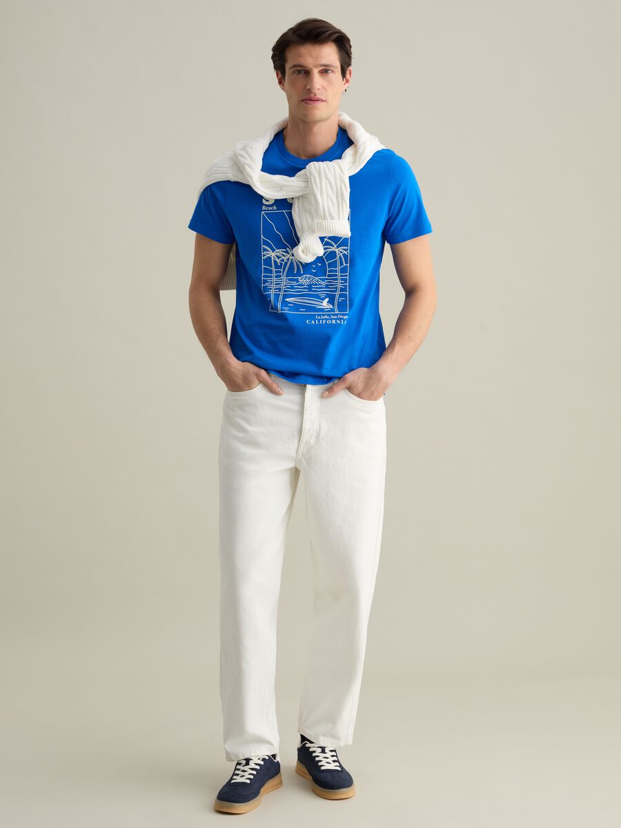 Blue T-shirt with California surf graphic print_1
