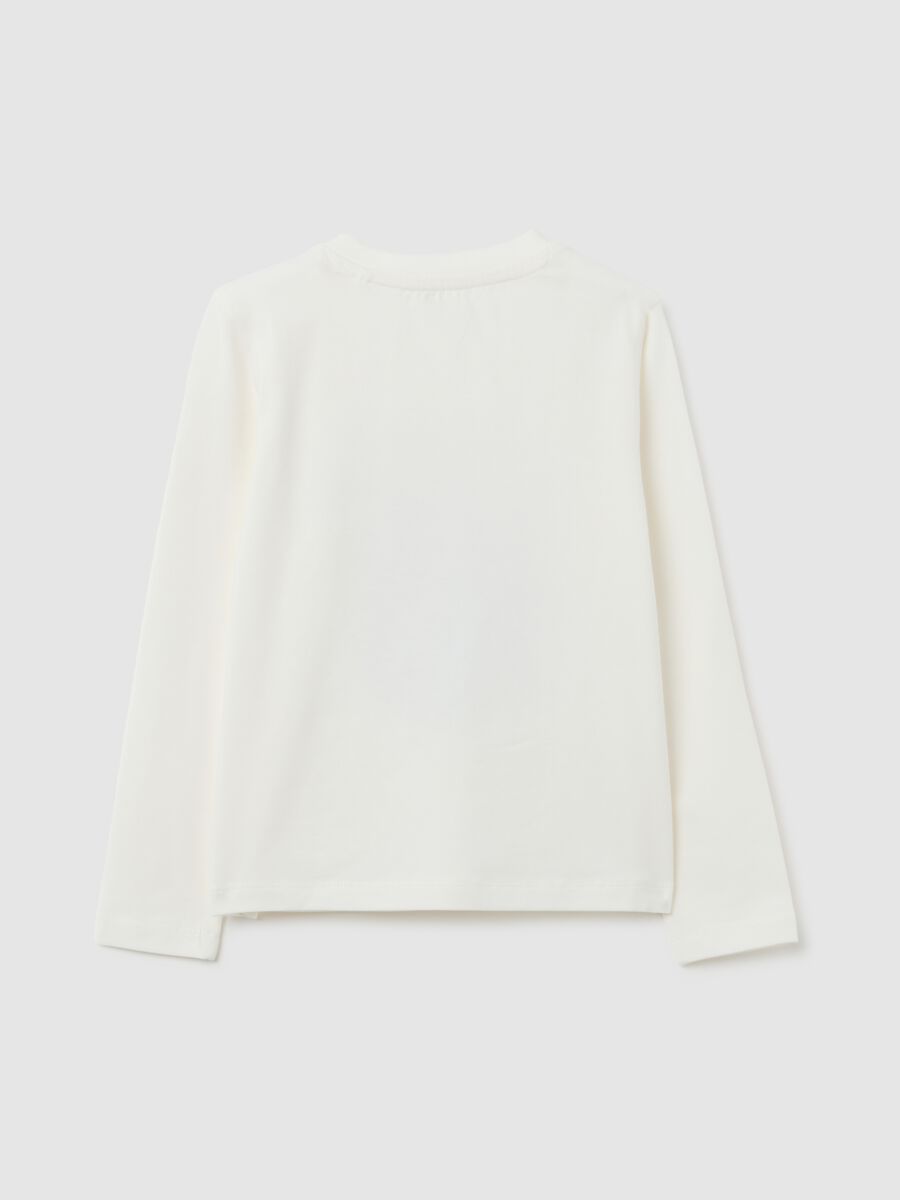 Maglia da bambina in cotone elasticizzato bianca_1