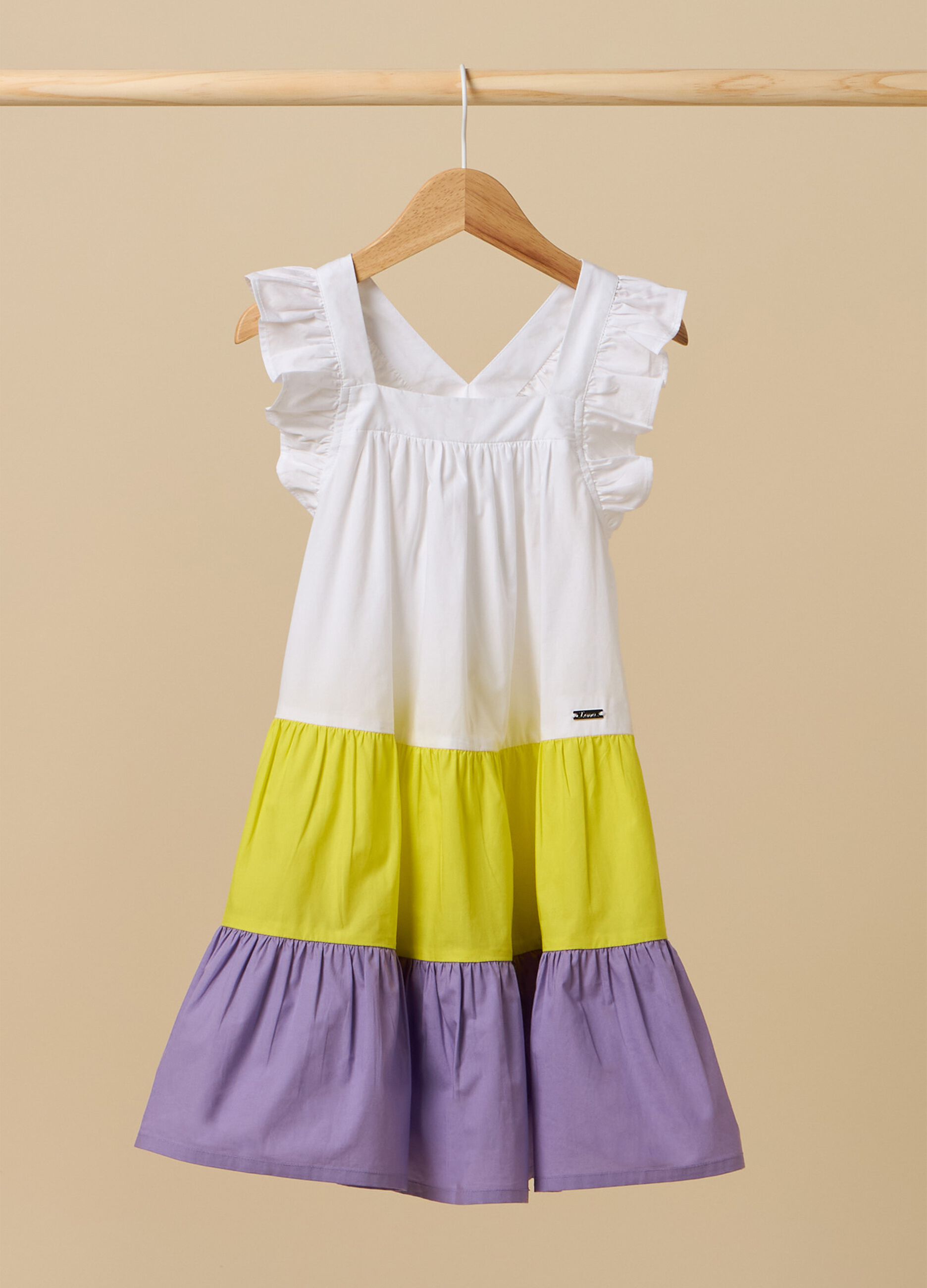 Flounced dress in cotton