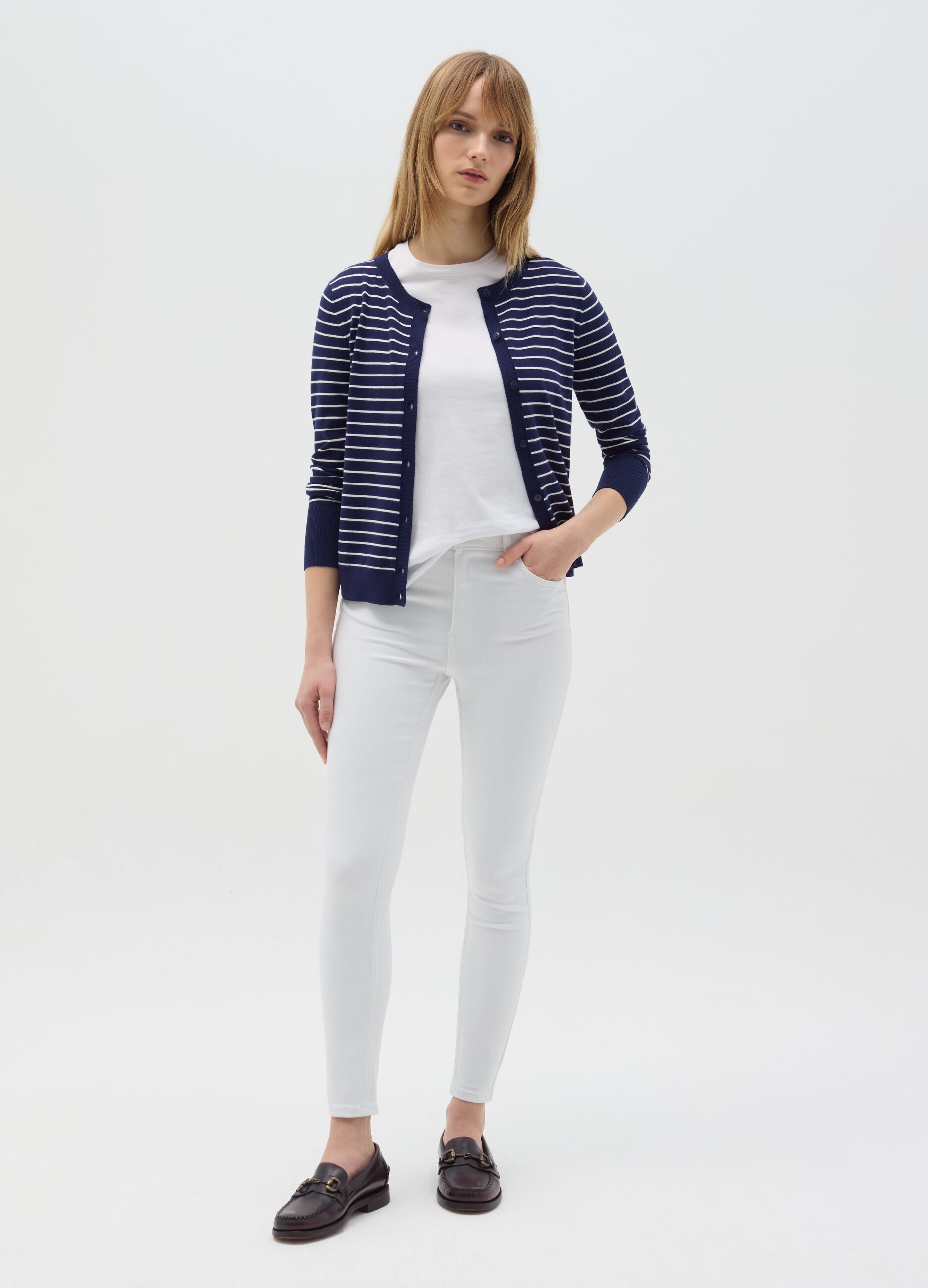 Cardigan with striped pattern