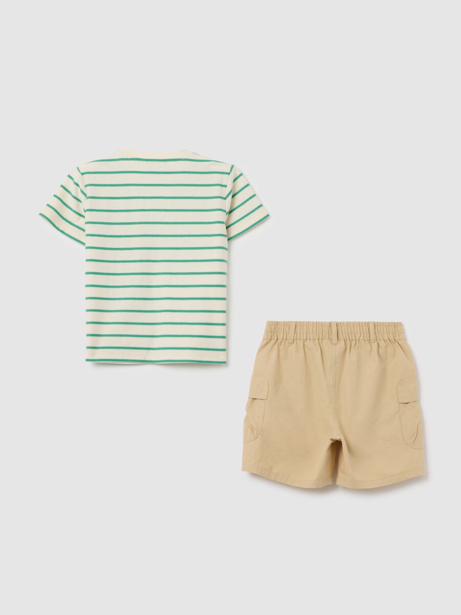 Multicolour regular fit pure cotton children's t-shirt and shorts set with animal appliques_1