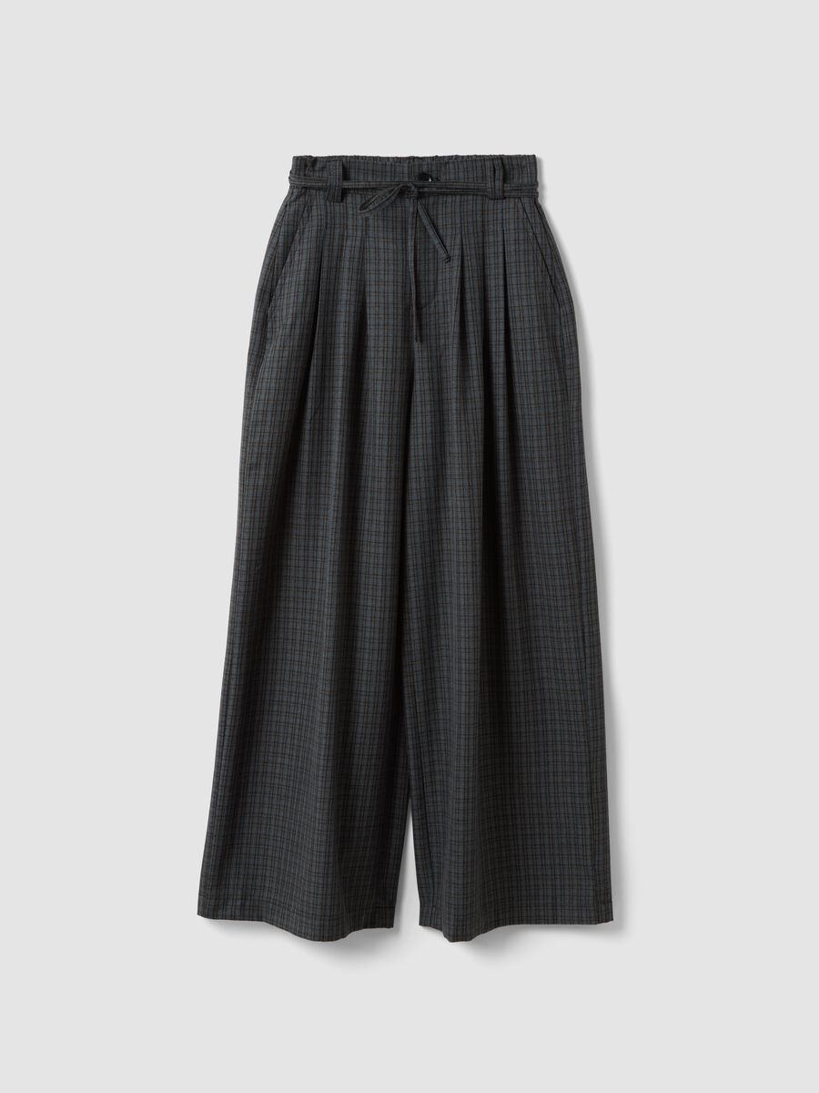 Pantaloni grigi in misto viscosa wide leg_0