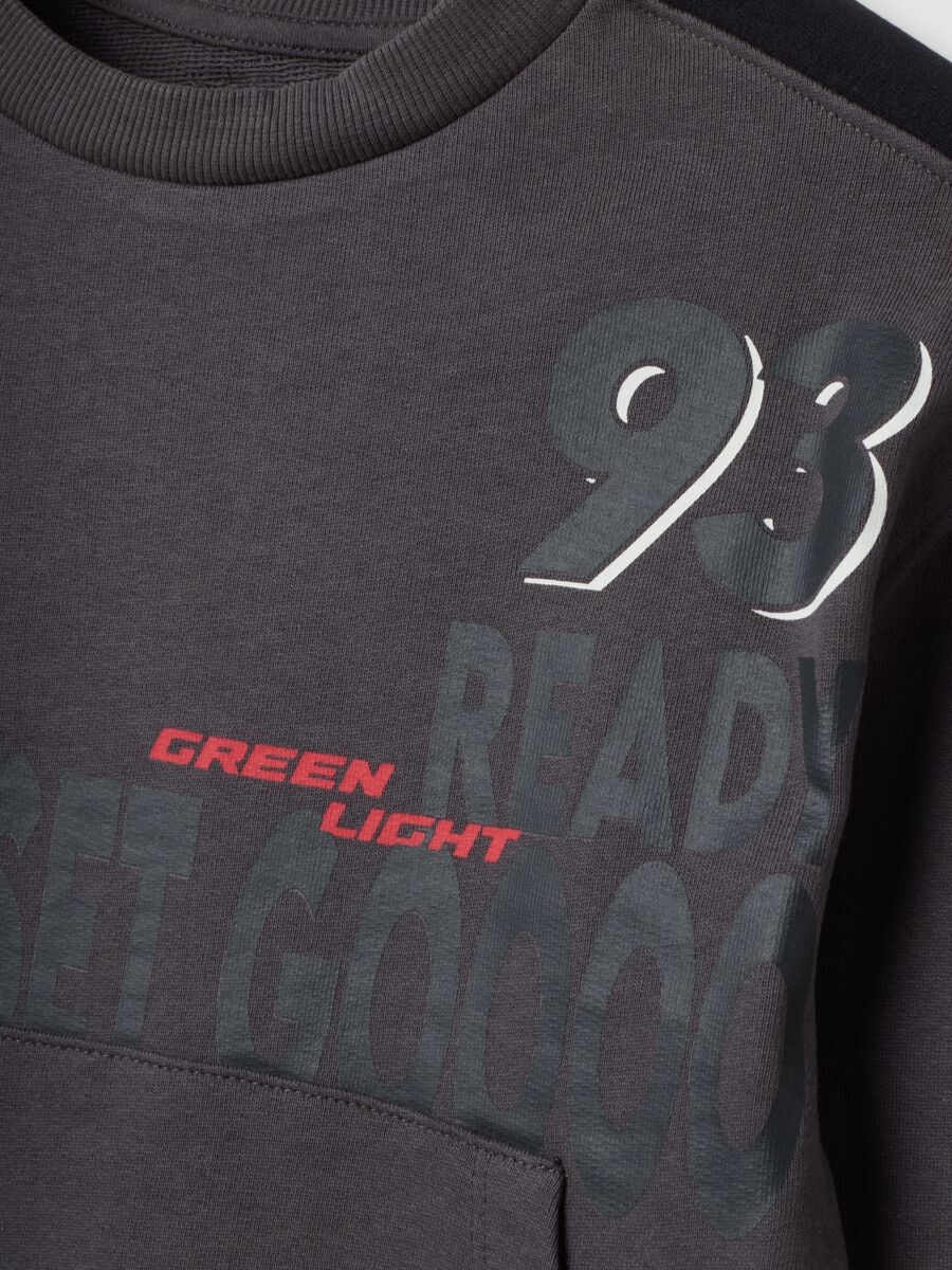 Grey pure cotton tracksuit with crew-neck sweatshirt_3