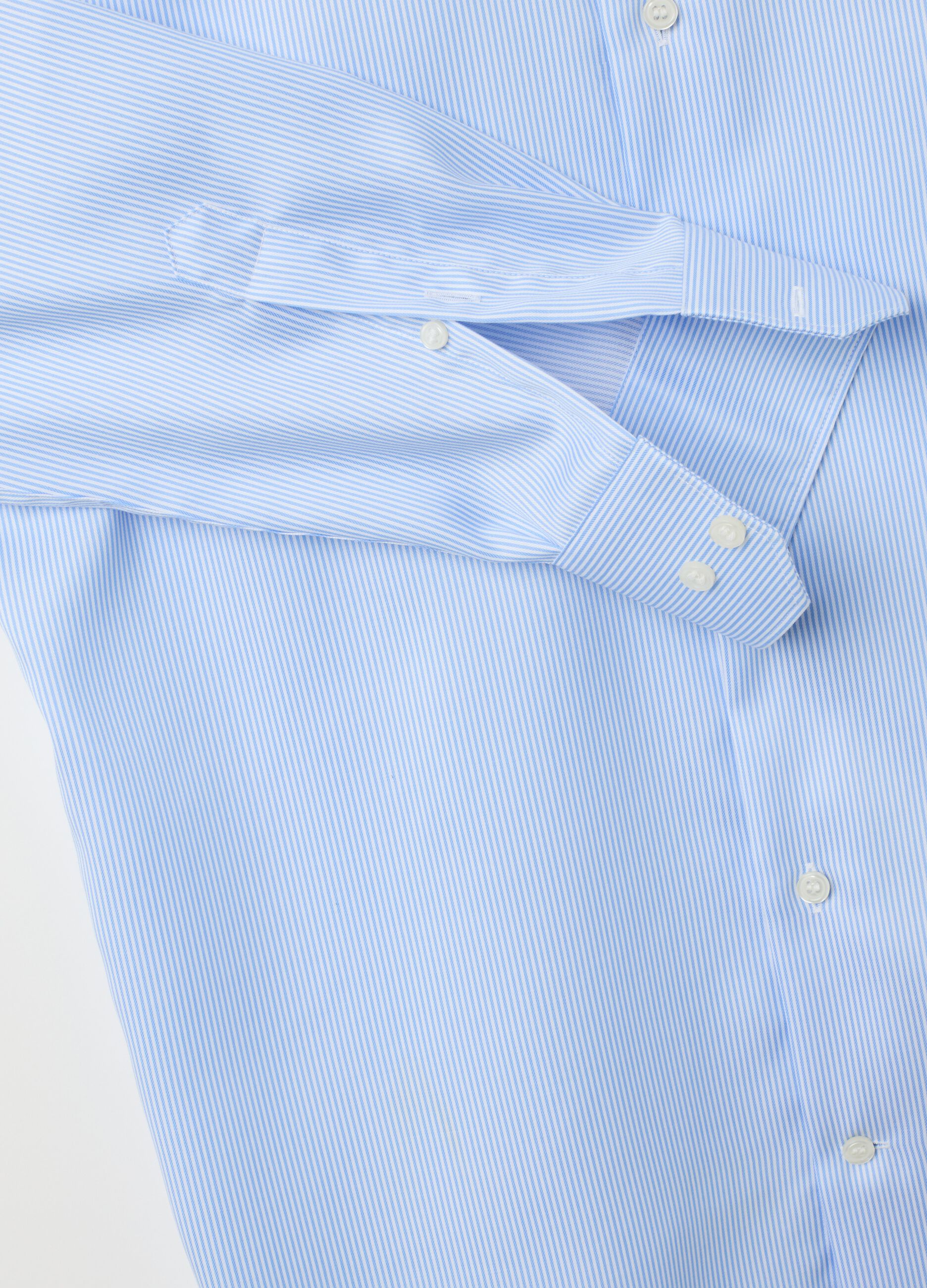Slim fit long-sleeve blue cotton shirt