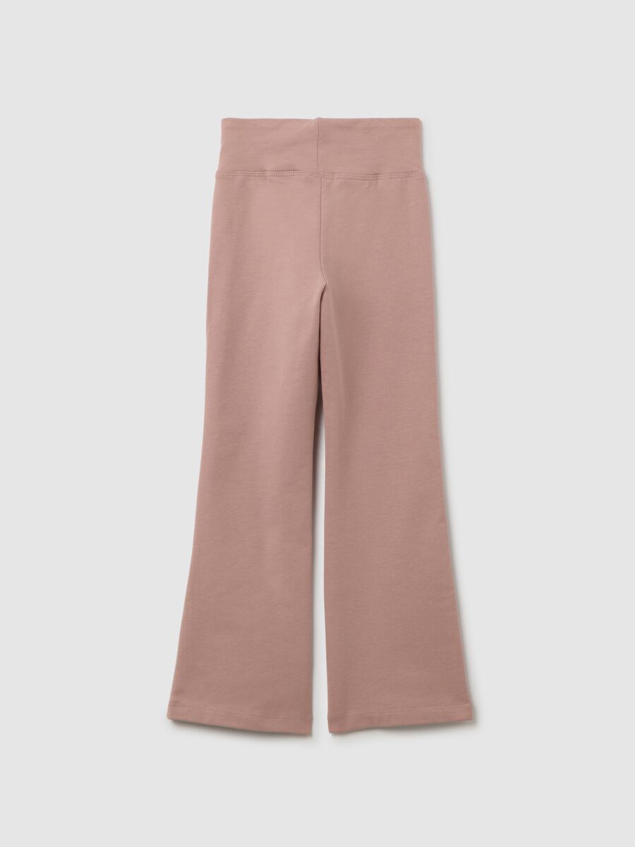 Girls' Pink Flare Cotton Blend Leggings_1