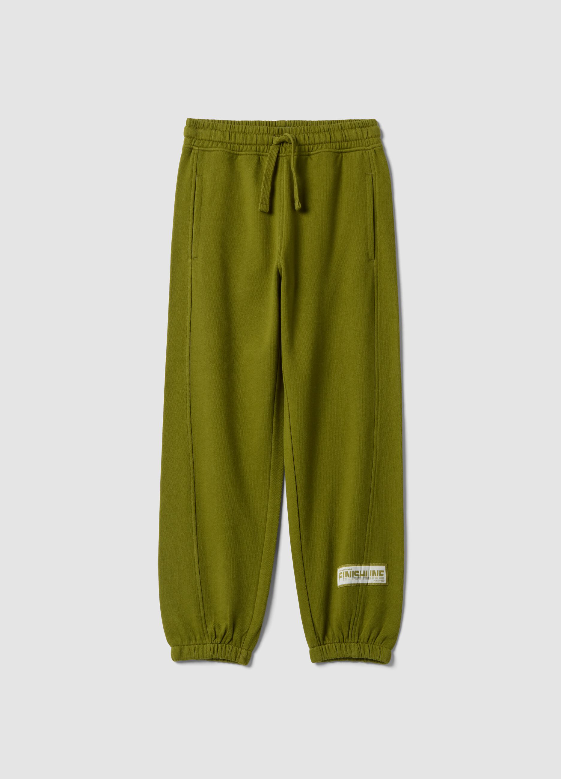 Pantaloni jogger verdi in puro cotone con fondo elastico