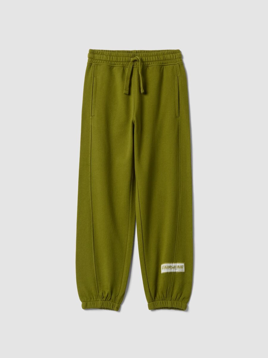 Green pure cotton joggers with elasticated cuffs_0