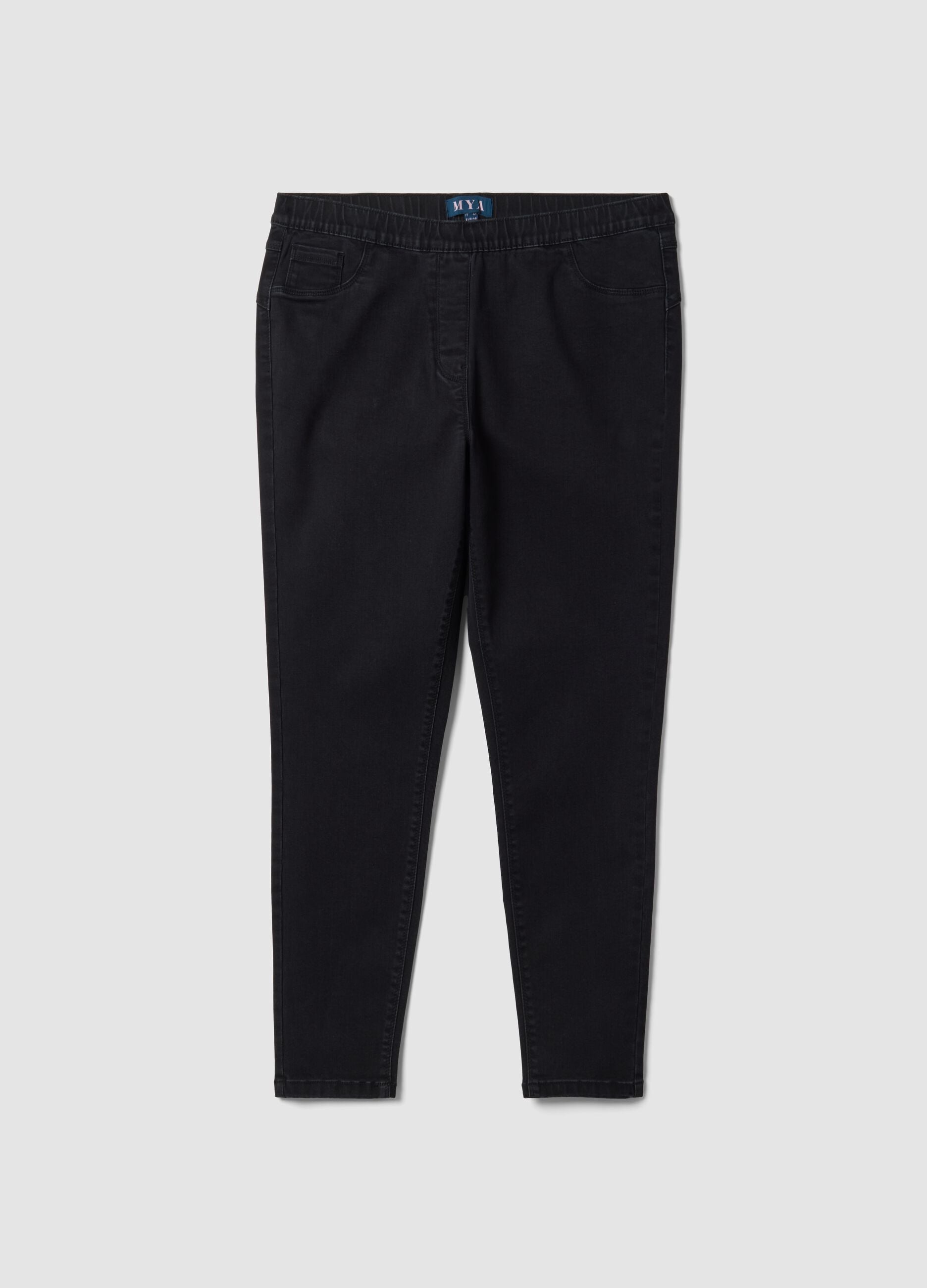 Jeggings neri skinny in cotone e viscosa elasticizzata