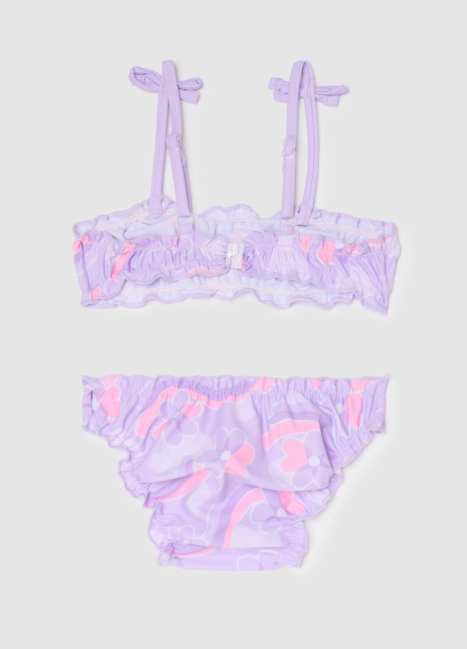 Girls’ bikini in multicoloured stretch fabric with print