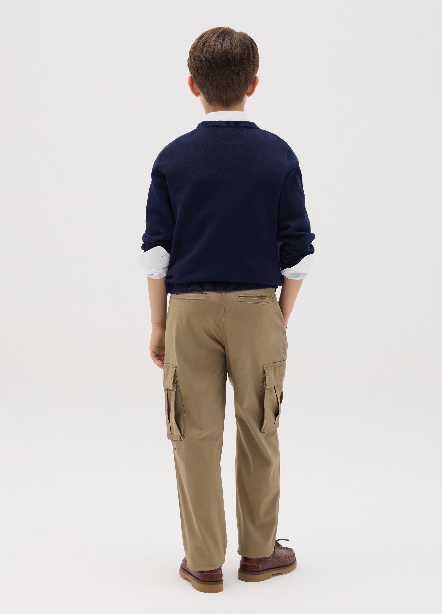 Stretch cotton cargo trousers