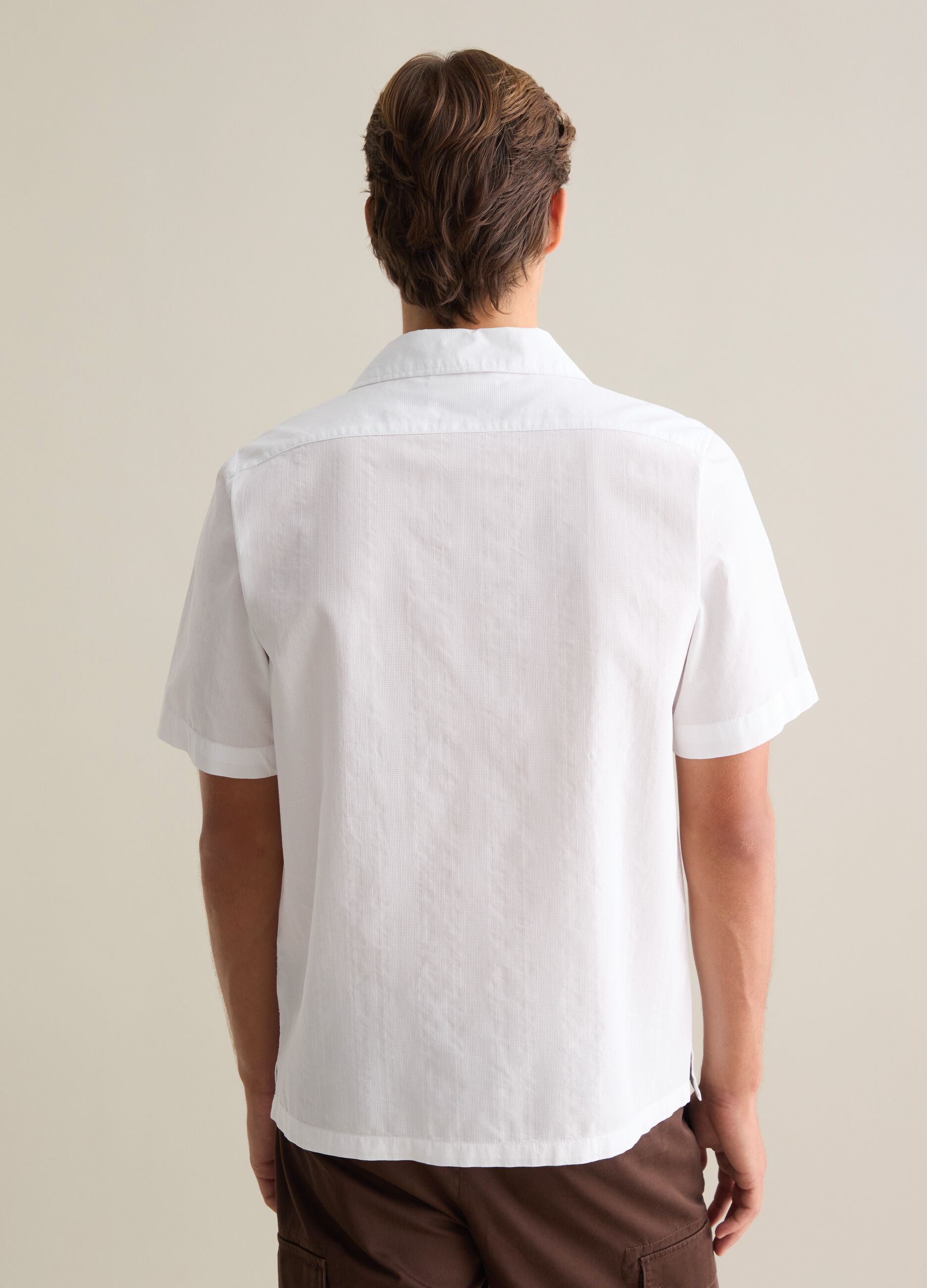 Men's White Pure Cotton Regular Fit Shirt with Pocket