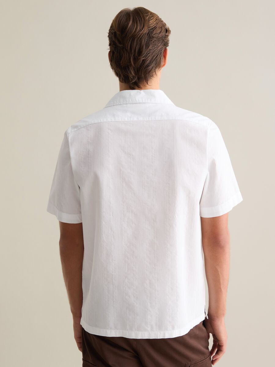 Men's White Pure Cotton Regular Fit Shirt with Pocket_3